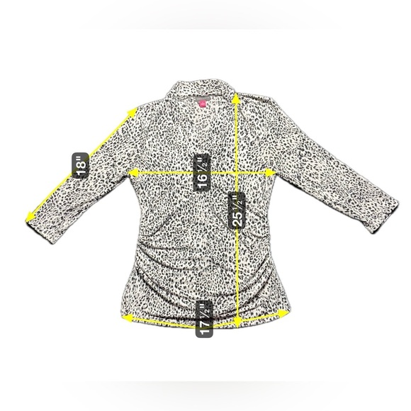 Vince Camuto Women’s Leopard Print V-Neck Stretch Blouse Size S 3/4 Sleeve Chic - Picture 5 of 9